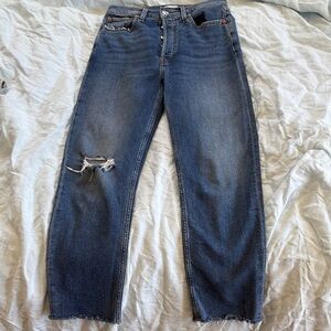 Re/Done Distressed High Rise Blue Jeans